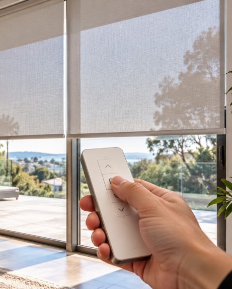 Motorised roller blinds operated with a remote