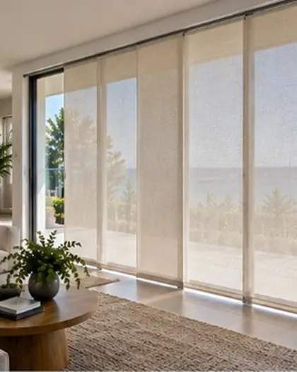 Sheer panel glides on a coastal sliding door