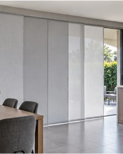 Grey panel glides in a dining room