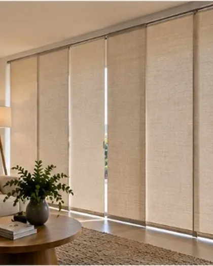 Beige panel glides in a living room