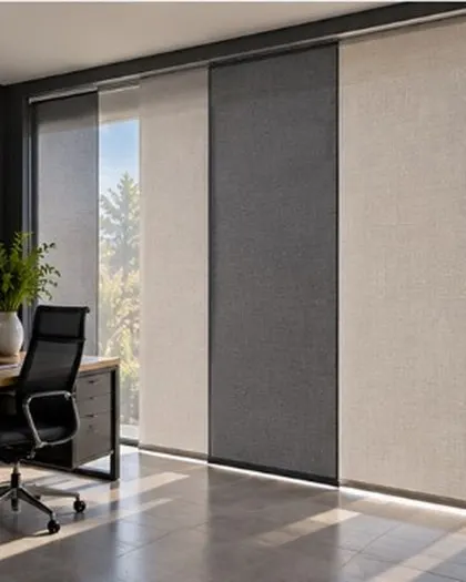Two-tone panel glides in a home office